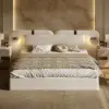 Horva Queen Faux Leather Platform Bed with Wide Headboard & Integrated LED Lighting