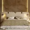 Horva Queen Faux Leather Platform Bed with Wide Headboard & Integrated LED Lighting