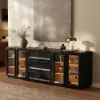 94" TV Stand with Chest Cabinet, Drawers and LED