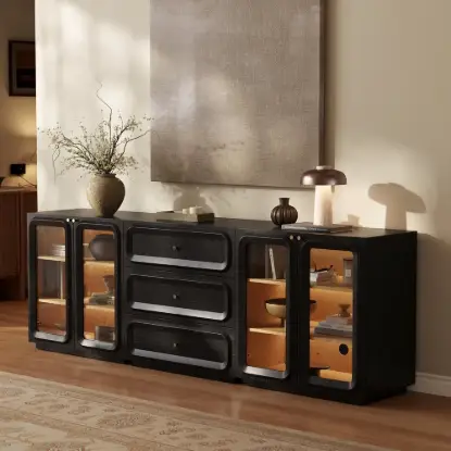 Picture of 94" TV Stand with Chest Cabinet, Drawers and LED