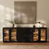 94" TV Stand with Chest Cabinet, Drawers and LED