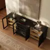 94" TV Stand with Chest Cabinet, Drawers and LED