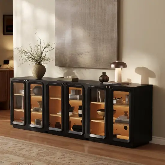 94" TV Stand with Chest Cabinet featuring storage and LED – AUD-H3054
