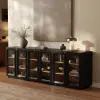 94" TV Stand with Chest Cabinet featuring storage and LED – AUD-H3054
