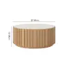Aura 35" Ash Wood Slatted Round Coffee Table with Sintered Stone Top – Natural