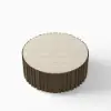 Aura 35" Ash Wood Slatted Round Coffee Table with Sintered Stone Top – Smoked Brown