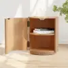 Round Fluted Side Table with Storage – Natural