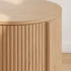 Round Fluted Side Table with Storage – Natural