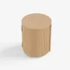Round Fluted Side Table with Storage – Natural