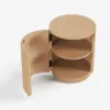 Round Fluted Side Table with Storage – Natural