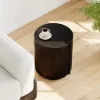 Round Fluted Side Table with Storage – Black
