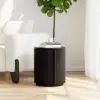 Round Fluted Side Table with Storage – Black