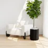 Round Fluted Side Table with Storage – Black