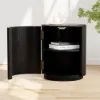 Round Fluted Side Table with Storage – Black