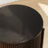 Round Fluted Side Table with Storage – Black