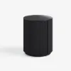 Round Fluted Side Table with Storage – Black