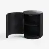 Round Fluted Side Table with Storage – Black