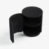 Round Fluted Side Table with Storage – Black