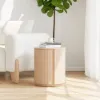 Round Fluted Side Table with Storage – Whitewash