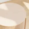 Round Fluted Side Table with Storage – Whitewash