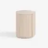 Round Fluted Side Table with Storage – Whitewash