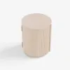 Round Fluted Side Table with Storage – Whitewash