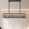 Clyvra 8-light Kitchen Island Light Crystal Ceiling Light in Black