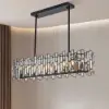 Clyvra 8-light Kitchen Island Light Crystal Ceiling Light in Black