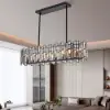 Clyvra 8-light Kitchen Island Light Crystal Ceiling Light in Black