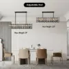 Clyvra 8-light Kitchen Island Light Crystal Ceiling Light in Black