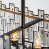 Clyvra 8-light Kitchen Island Light Crystal Ceiling Light in Black
