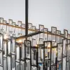 Clyvra 8-light Kitchen Island Light Crystal Ceiling Light in Black