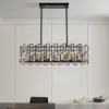 Clyvra 6-Light Kitchen Island Light Crystal Ceiling Light in Black