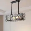 Clyvra 6-Light Kitchen Island Light Crystal Ceiling Light in Black