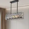 Clyvra 6-Light Kitchen Island Light Crystal Ceiling Light in Black