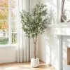 8 ft. Artificial Olive Tree with Planter and Decorative Pebbles