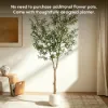 8 ft. Artificial Olive Tree with Planter and Decorative Pebbles