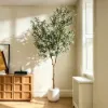 8 ft. Artificial Olive Tree with Planter and Decorative Pebbles