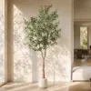 8 ft. Artificial Olive Tree with Planter and Decorative Pebbles