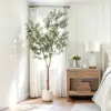 8 ft. Artificial Olive Tree with Planter and Decorative Pebbles