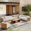 Resaro 9-Piece Outdoor Modular Natural Teak Sectional Fluted Sofa Set – AUD-H3064