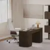 Velign 152 cm Walnut Standing Computer Desk with 2-Door Storage Cabinet