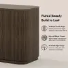 Velign 152 cm Walnut Standing Computer Desk with 2-Door Storage Cabinet