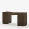 Velign 152 cm Walnut Standing Computer Desk with 2-Door Storage Cabinet
