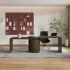 Modern 152 cm L-Shaped Walnut Office Desk with Drawers, Rotating Design – Smoked Brown