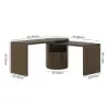 Modern 152 cm L-Shaped Walnut Office Desk with Drawers, Rotating Design – Smoked Brown