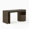 Modern 152 cm L-Shaped Walnut Office Desk with Drawers, Rotating Design – Smoked Brown