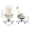 Ivory Genuine Leather Swivel Office Chair with Ergonomic Synchro-Tilt Recline System