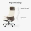Ivory Genuine Leather Swivel Office Chair with Ergonomic Synchro-Tilt Recline System