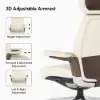 Ivory Genuine Leather Swivel Office Chair with Ergonomic Synchro-Tilt Recline System